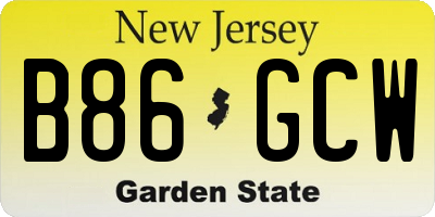 NJ license plate B86GCW