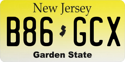 NJ license plate B86GCX