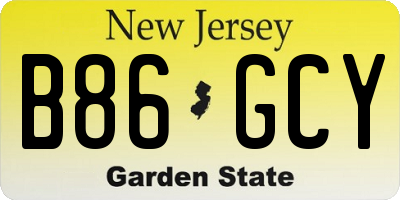 NJ license plate B86GCY