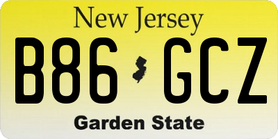 NJ license plate B86GCZ