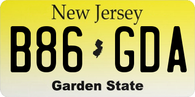 NJ license plate B86GDA