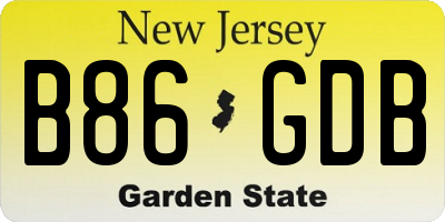 NJ license plate B86GDB