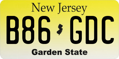 NJ license plate B86GDC