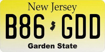 NJ license plate B86GDD