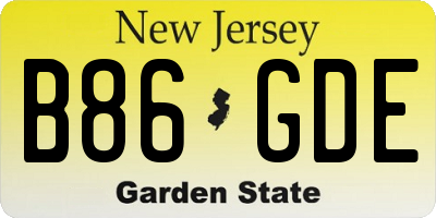 NJ license plate B86GDE