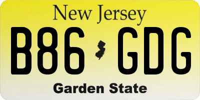 NJ license plate B86GDG