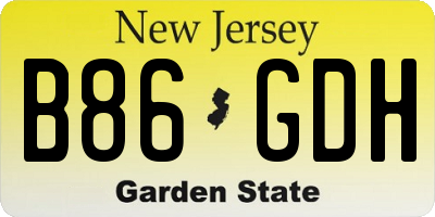 NJ license plate B86GDH