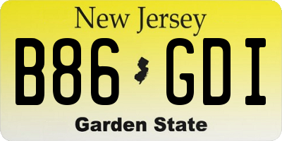 NJ license plate B86GDI