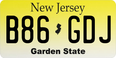 NJ license plate B86GDJ