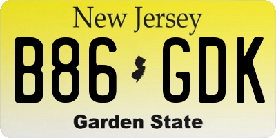 NJ license plate B86GDK