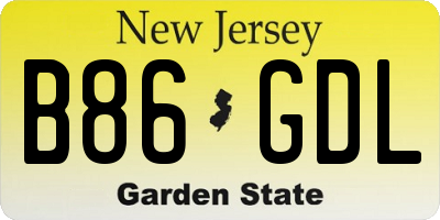 NJ license plate B86GDL
