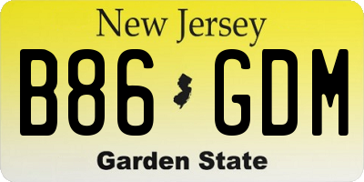 NJ license plate B86GDM