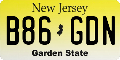 NJ license plate B86GDN