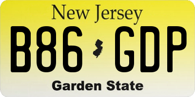 NJ license plate B86GDP