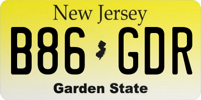 NJ license plate B86GDR