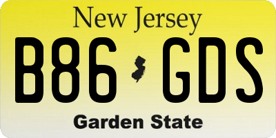 NJ license plate B86GDS