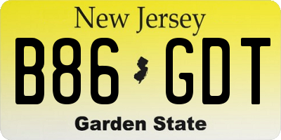 NJ license plate B86GDT