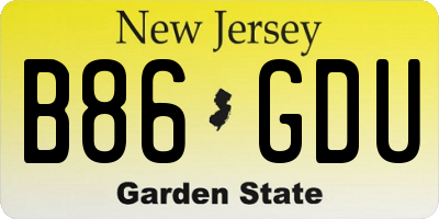 NJ license plate B86GDU