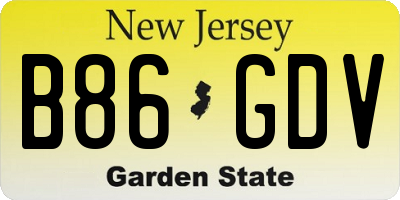 NJ license plate B86GDV
