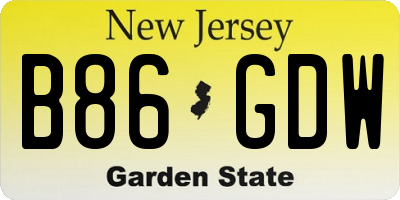 NJ license plate B86GDW