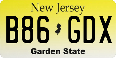 NJ license plate B86GDX