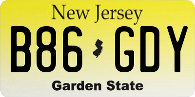 NJ license plate B86GDY