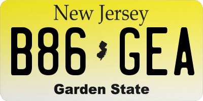 NJ license plate B86GEA