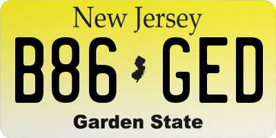 NJ license plate B86GED