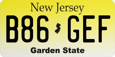 NJ license plate B86GEF