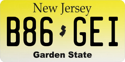 NJ license plate B86GEI