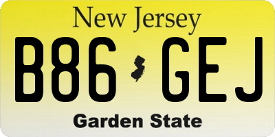 NJ license plate B86GEJ