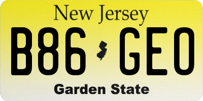 NJ license plate B86GEO