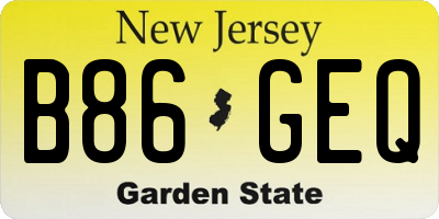 NJ license plate B86GEQ