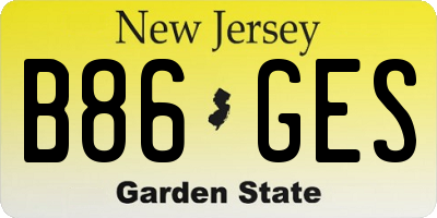 NJ license plate B86GES
