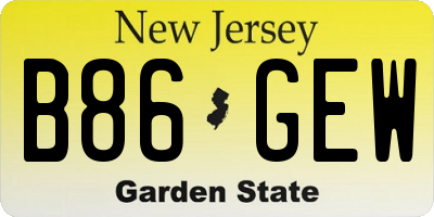 NJ license plate B86GEW