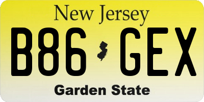 NJ license plate B86GEX