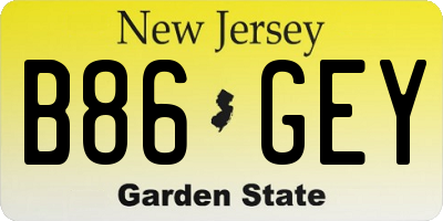 NJ license plate B86GEY