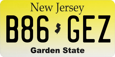 NJ license plate B86GEZ