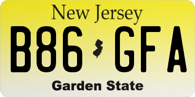 NJ license plate B86GFA