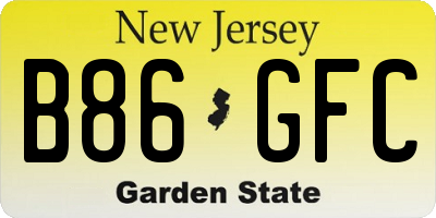 NJ license plate B86GFC