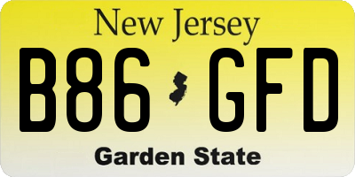 NJ license plate B86GFD