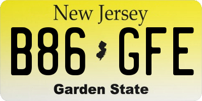 NJ license plate B86GFE