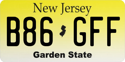 NJ license plate B86GFF