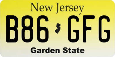NJ license plate B86GFG