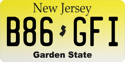 NJ license plate B86GFI