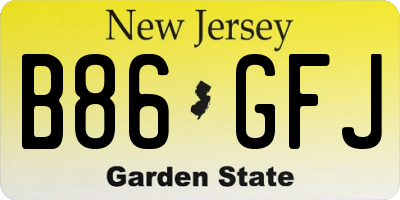 NJ license plate B86GFJ