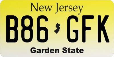 NJ license plate B86GFK