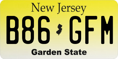 NJ license plate B86GFM