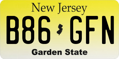 NJ license plate B86GFN
