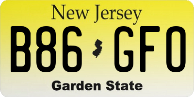 NJ license plate B86GFO